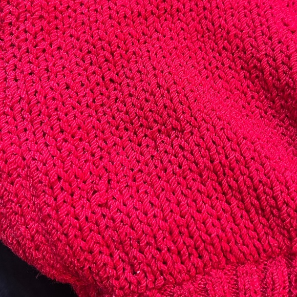 Vintage St. John red knot faux wrap sweater top Sz. S - Picture 7 of 7